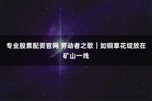 专业股票配资官网 劳动者之歌｜如铜草花绽放在矿山一线
